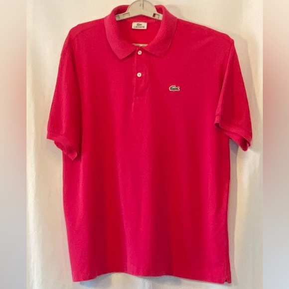 Lacoste Mens Fuschia Pink 100% Cotton Pique L. 12.22 Short Sleeve Polo Shirt XXL - Picture 5 of 17